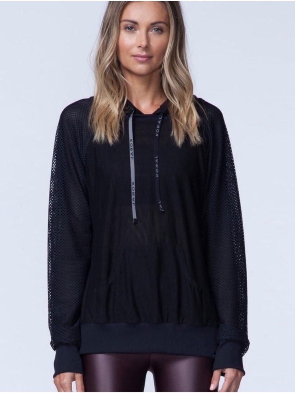 KORAL Chi Mesh Sleeve Black Pullover Hoodie Athleisure Goth Moto Cyber Punk XS